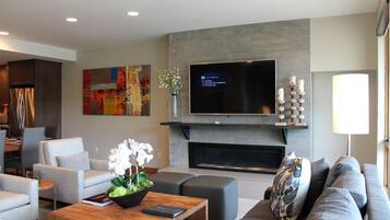TV, fireplace, video games