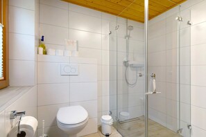 Shower, towels - Apartment 'Ferienwohnung Torbrünnele' with Mountain View, Private Terrace and Wi-Fi (Bad Rippoldsau-Schapbach)