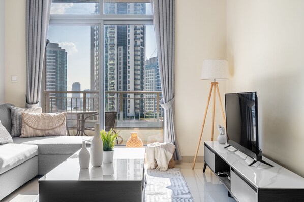 Apartment | Living area | 37-inch TV with cable channels, Netflix, streaming services - The Burj Khalifa Collection (Dubai)