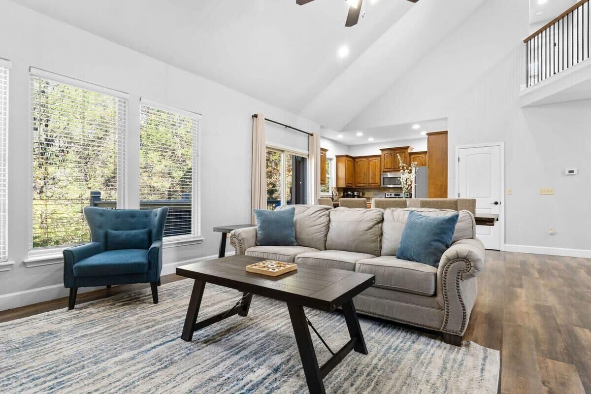 TV, fireplace, foosball, offices