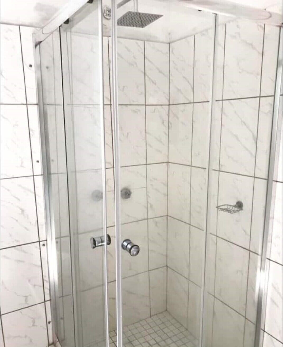 Shower, towels, toilet paper