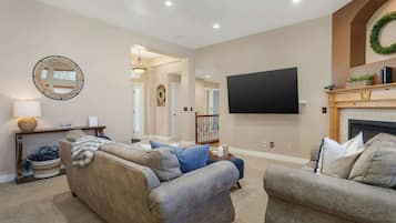 TV, fireplace, video games