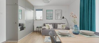 Functional Studio in Wroclaw | Balcony and Workspace