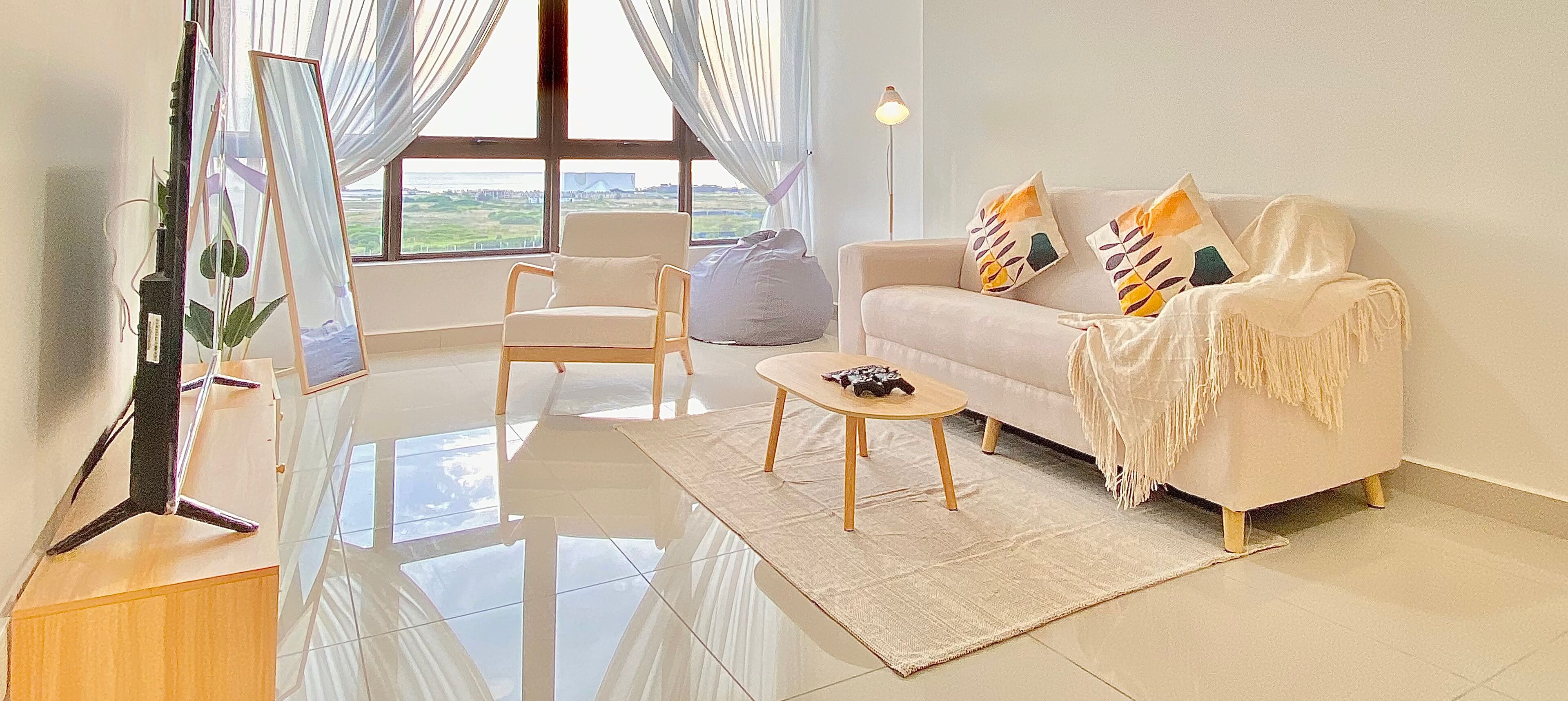 Grand Apartment, 2 Bedrooms, Accessible, Sea View | Living area | 48-inch Smart TV with digital channels, video-game console, Netflix