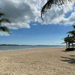 On the beach, white sand