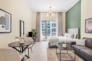 Studio, Accessible | Internet - Silkhaus Fountains View Prime Downtown Gym Pool (Dubai)