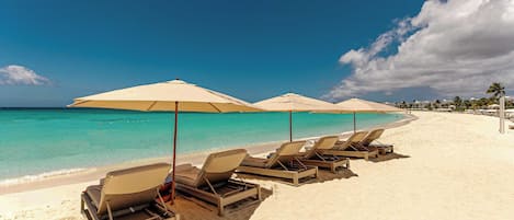 Sun-loungers, beach towels