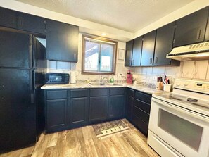 Kühlschrank, Mikrowelle, Ofen, Herdplatte