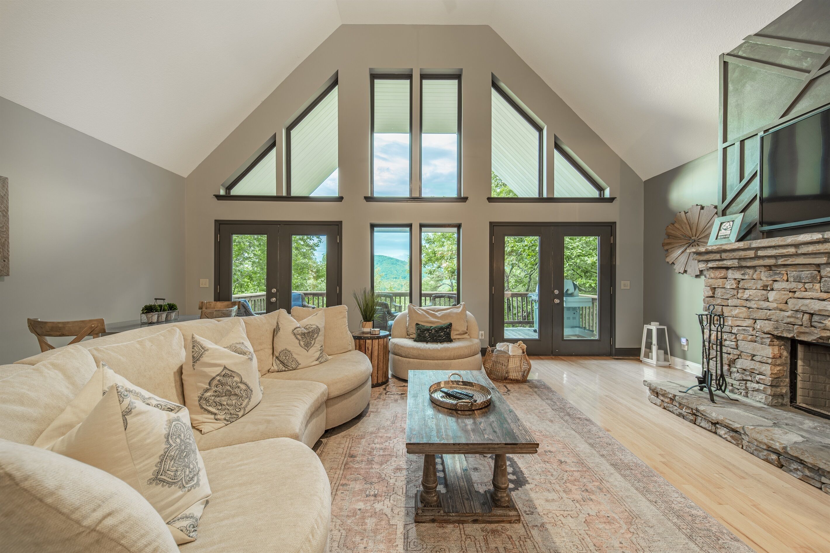 智能电视、壁炉、书、打印机