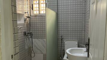 Shower, bidet, towels