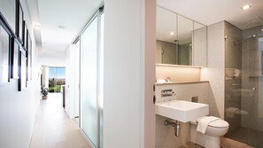 Secador de cabelo, toalhas de banho