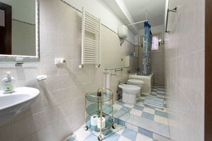 Regadera, secadora de cabello, bidet, toallas 