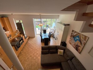 Smart TV, video games, DVD player, foosball