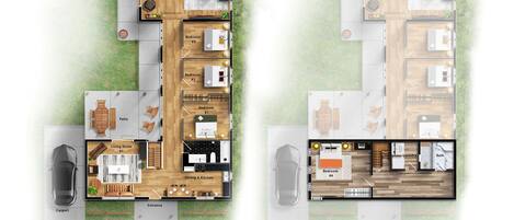 A 1st floor plan and a basement floor plan of a property at 1784 Byron Ave, featuring a living room, dining area, kitchen, two bedrooms, a carport, and a laundry area.