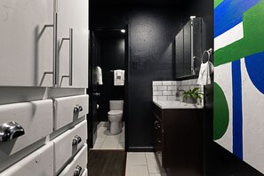 Eco-friendly toiletries, hair dryer, towels, soap