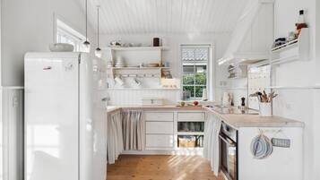 Fridge, oven, stovetop, coffee/tea maker