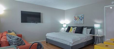 Desk, iron/ironing board, travel cot, free WiFi