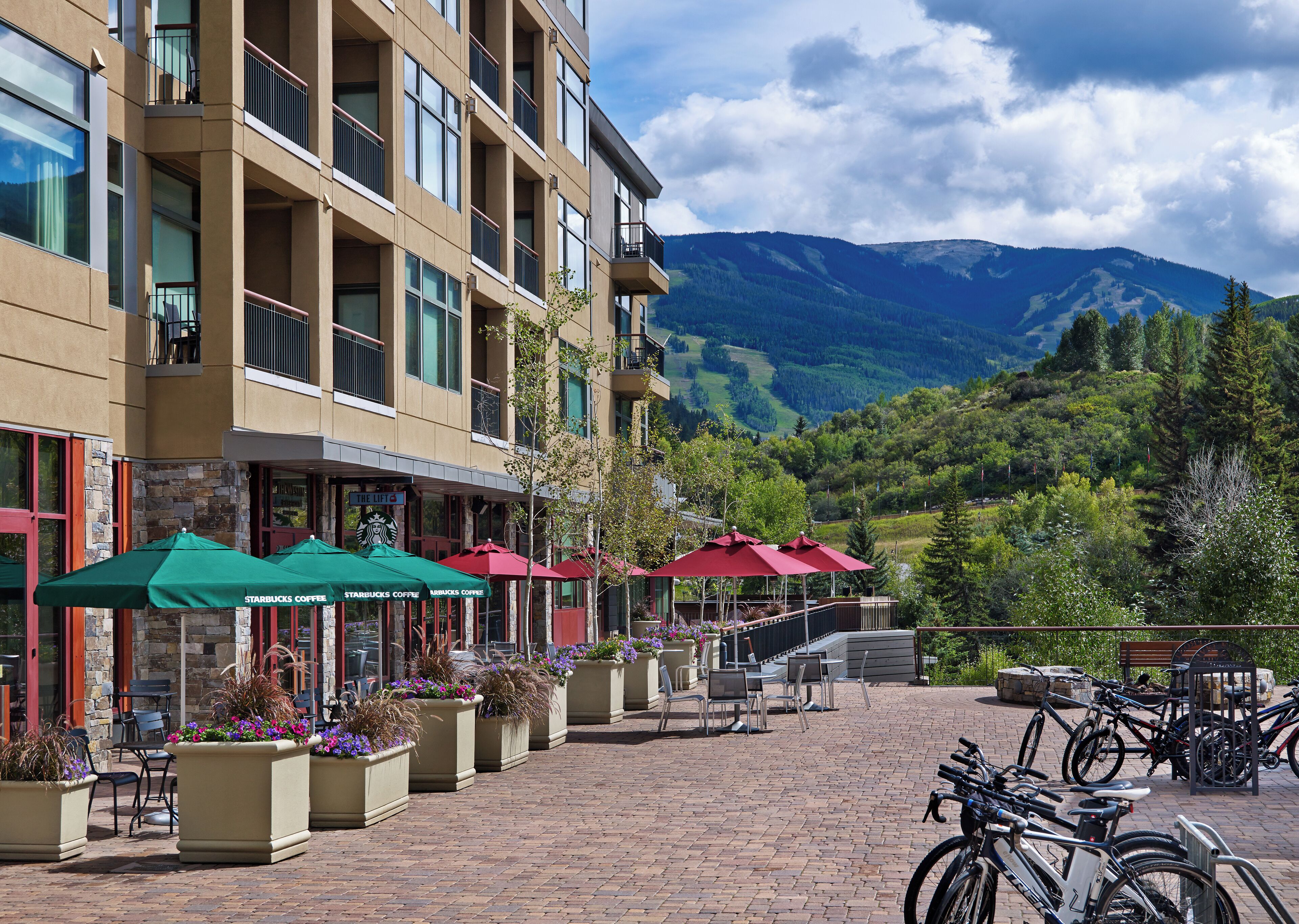 Enjoy mountain views from the balconies.