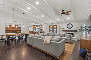 TV, fireplace, video games, books