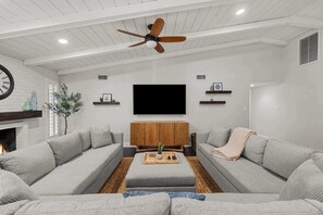 Fernseher, Kamin, Videospiele, Bücher