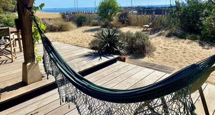 Authentic Cabane Bartherotte on the beach with fantastic bay views