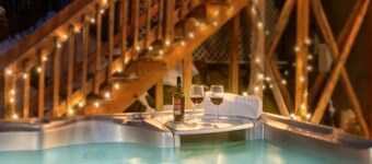 Spacious cottage in forest, with spa + lake access