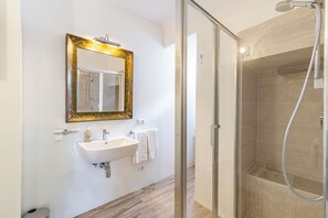 Family House, Multiple Bedrooms, Mountainside (Chianti Classico Home Panoramic View) | Bathroom | Shower, hair dryer, bidet, towels - Chianti Classico Home Panoramic View (Castellina in Chianti)