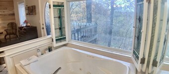Ozark Spring Cabin Rock Bluff 03 King Bed, Spa Tub