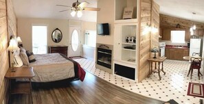1 bedroom, desk, iron/ironing board, bed sheets - Ozark Spring Cabin 06 Spring Haven, King, Spa Tub (Eureka Springs)