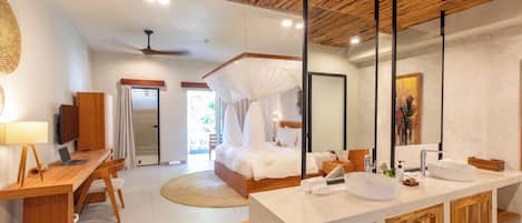 Habitación Deluxe | Sábanas de algodón egipcio, ropa de cama de alta calidad y edredón