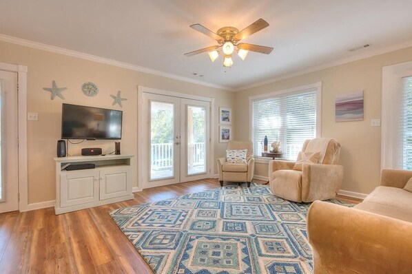 Smart TV, foosball, books