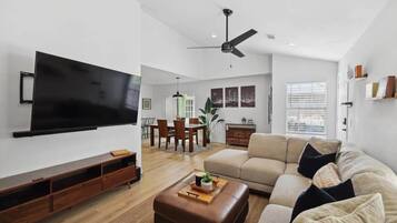 TV, fireplace, offices