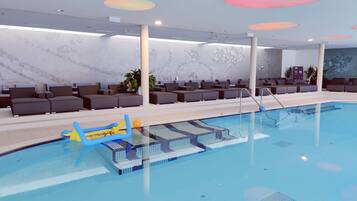 Indoor pool, open 6:30 AM to 9:00 PM, pool umbrellas, sun loungers
