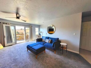 TV, fireplace, computer monitors