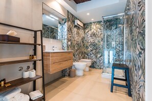 Ducha, secador de pelo, bidet, toallas