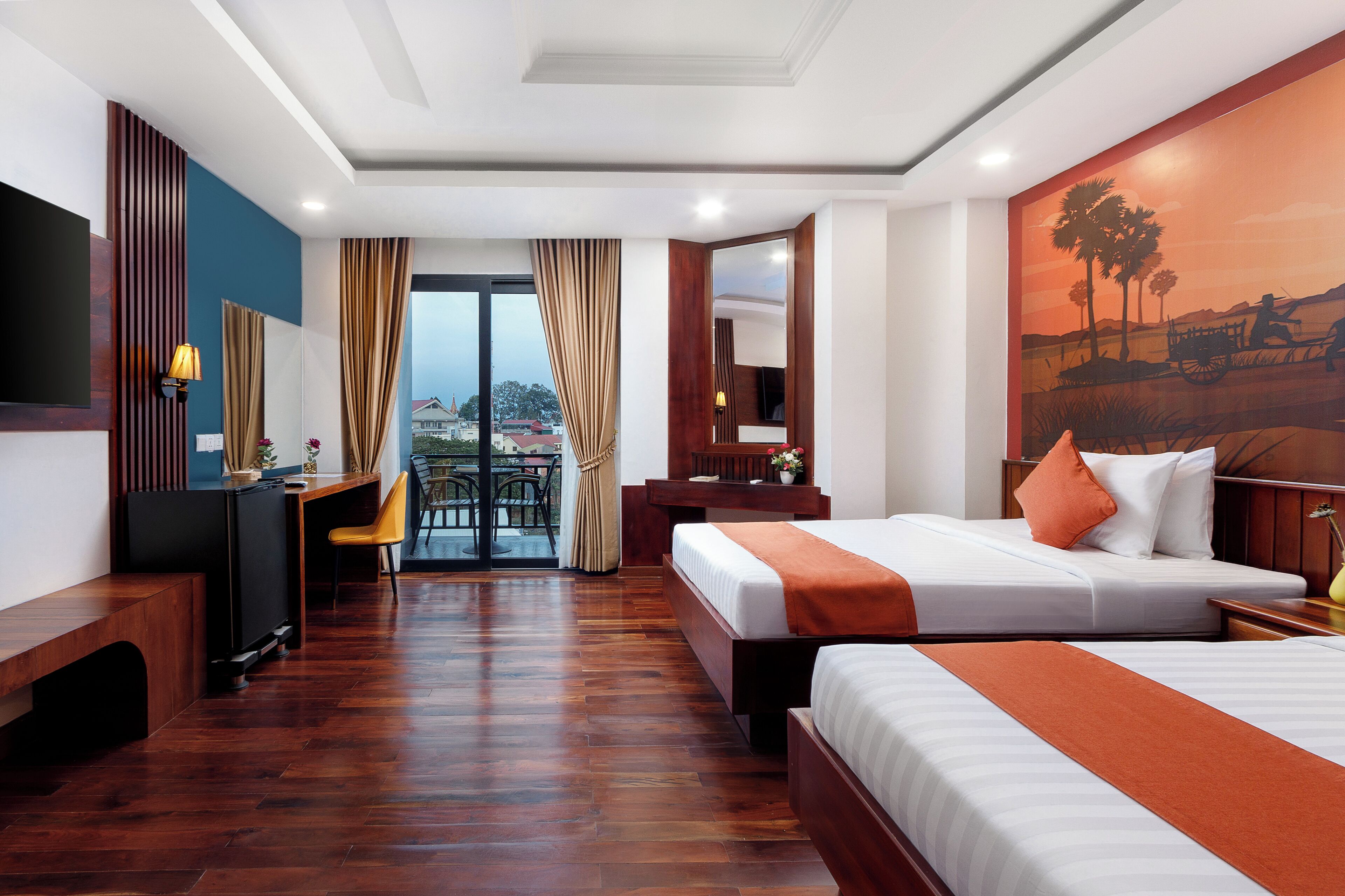 Estudi en suite familiar, 1 dormitori, vistes a la ciutat | Balcó