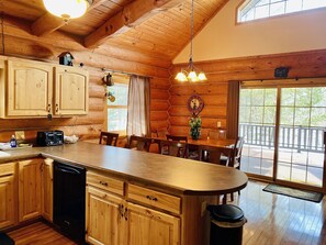 Dining - Cozy Log Cabin with fireplace, pool table, deck, and spacious kitchen!  (Nekoosa)