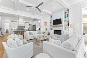 TV, fireplace, offices