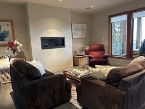 Smart TV, caminetto, impianto stereo