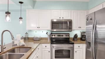 Condo, Multiple Beds, Balcony, Beach View (#6) | Private kitchen | Fridge, microwave, oven, stovetop