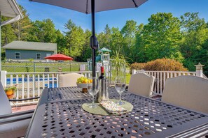 Outdoor dining - Adirondack Retreat w/ Heated Pool & Scenic Views! (North Creek)