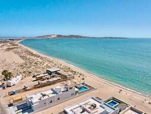 On the beach, beach towels