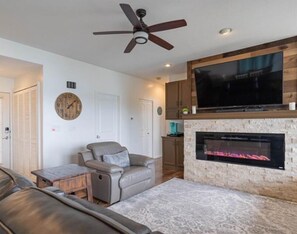 Smart TV, chimenea y reproductor de DVD