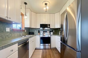 House, Multiple Beds, Patio, Mountain View (2625 Hanover Drive) | Private kitchen | Fridge, microwave, oven, stovetop - Close to Trails, Parks & Open Space! Amazing Yard! (Fort Collins)