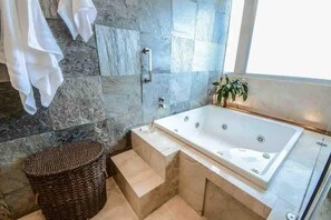 Shower, hair dryer, shampoo