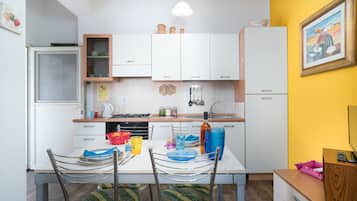 Fridge, oven, stovetop, coffee/tea maker