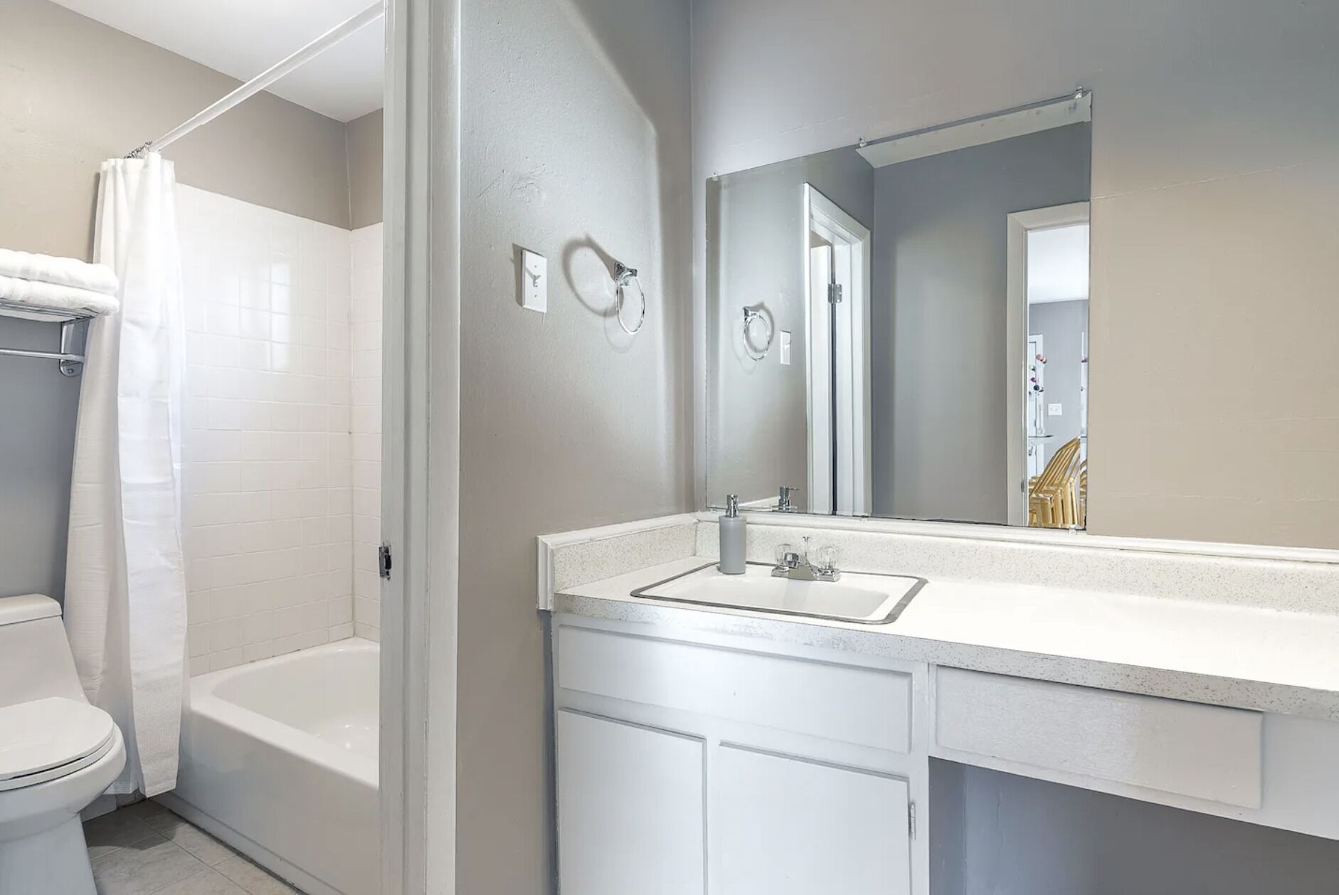 Eco-friendly toiletries, hair dryer, towels, soap