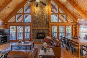 Televisión y chimenea