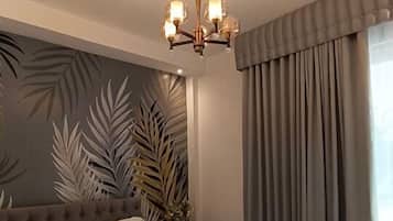 Premium bedding, down duvets, individually decorated