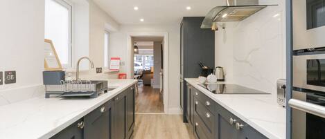 Fridge, dishwasher, electric kettle, toaster